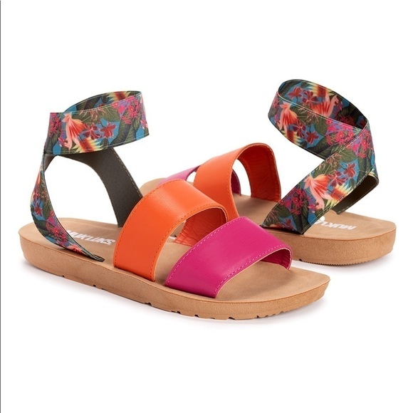 Muk Luks Multicolor Floral Ankle Strap Sandal - 8 - Picture 1 of 6